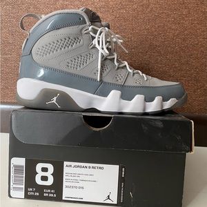 Jordan cool grey 9s size 8